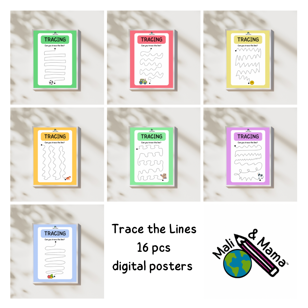 Trace the Lines Bundle, 16 pcs, Digital Posters