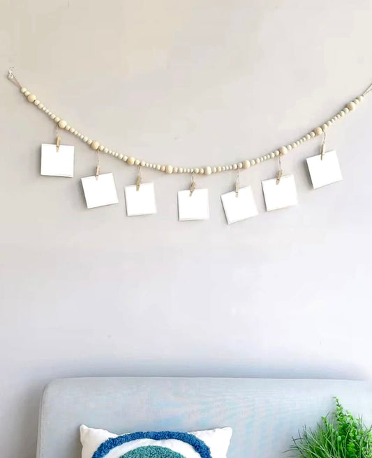 Wooden Beaded Hanging Art Display