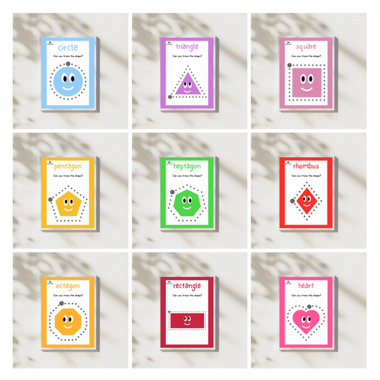 Trace the Shapes Bundle, 14 pcs, Digital Posters