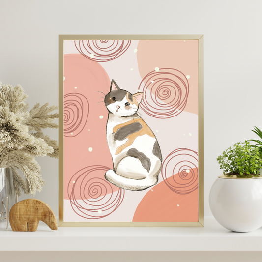 Marbled Cat Decorative Digital Poster