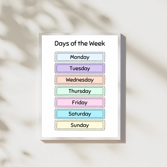 Days of the Week Digital Poster