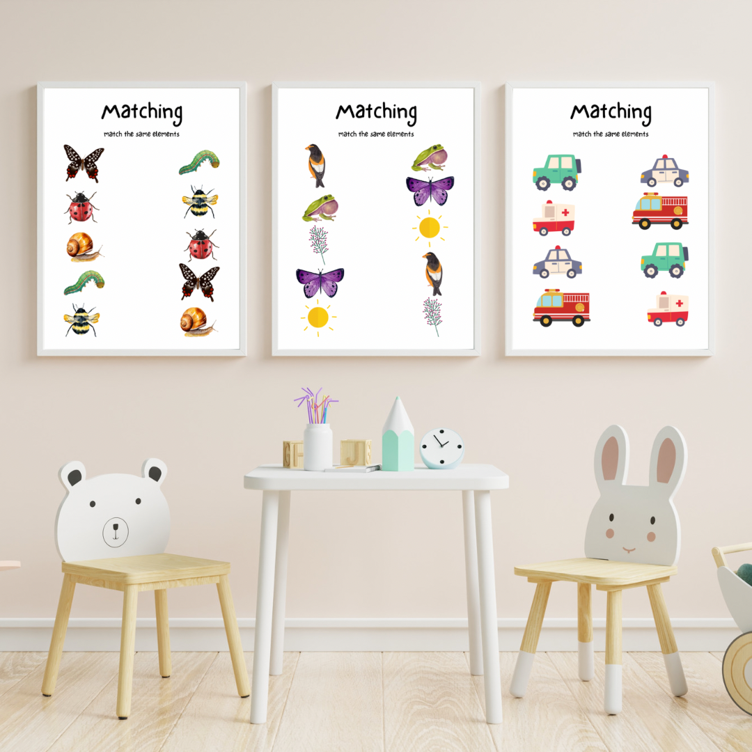 Matching Activity, 3 pcs, Digital Posters